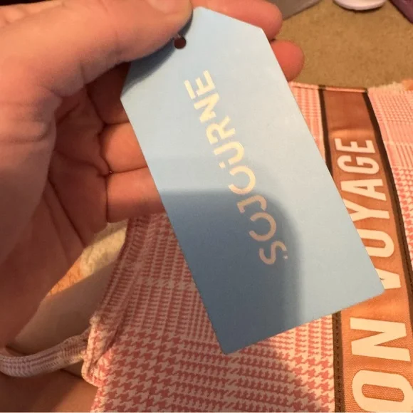 Sojourne Luggage “Bonjour” Pink Checkered Tote Bag NWT*** - Picture 5 of 8